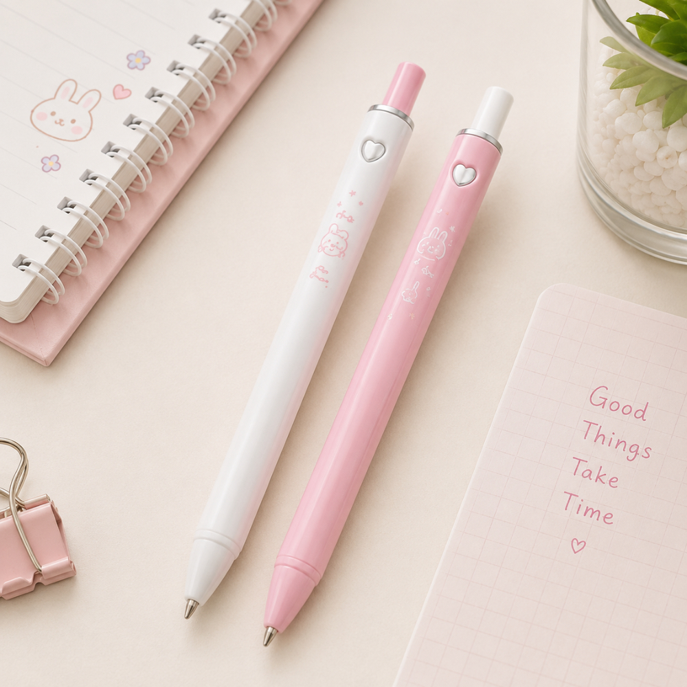 Pulpen Estetik Pink Putih Pulpen Gel Aesthetic Smooth Writing Pen Cute Korea Sekolah