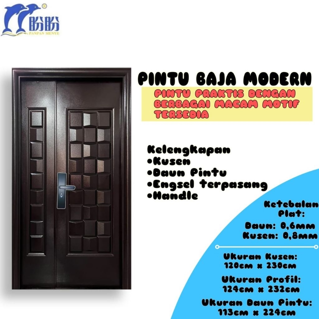 Pintu Baja/ Pintu Modern / Pintu Kamar / Pintu Utama / Baja Galvanis