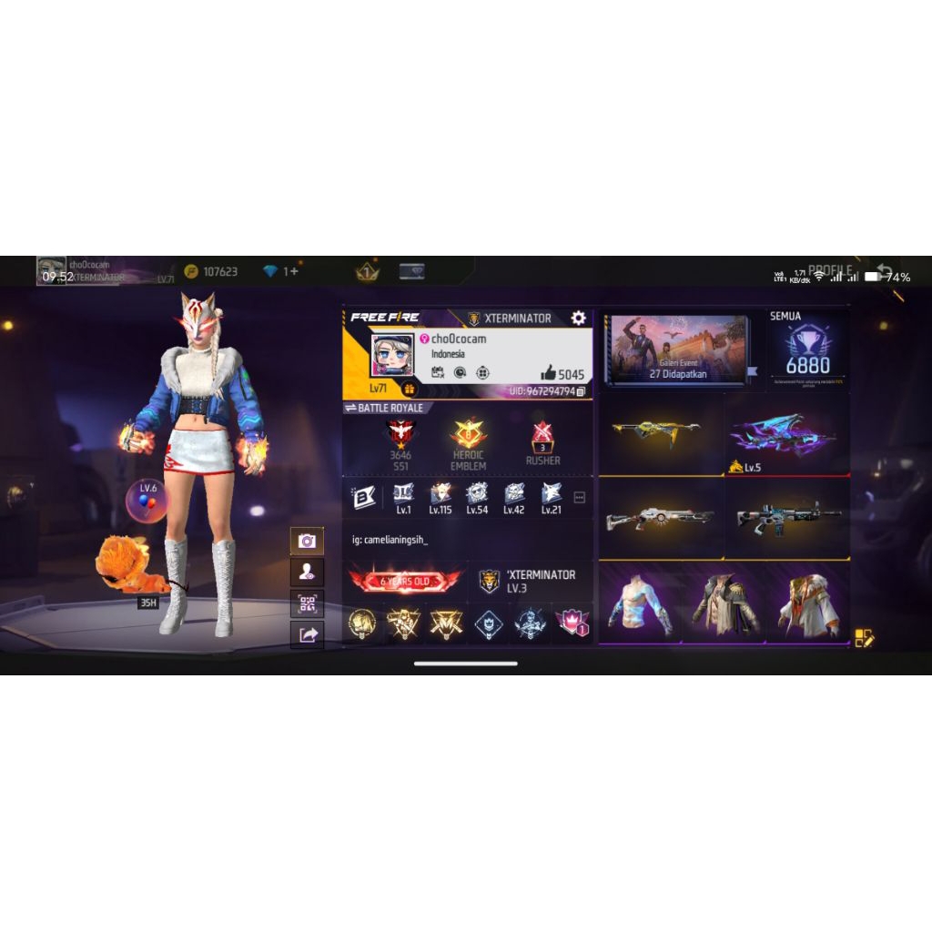 Fitur Lengkap, Akun Sultan Free Fire Terbaru