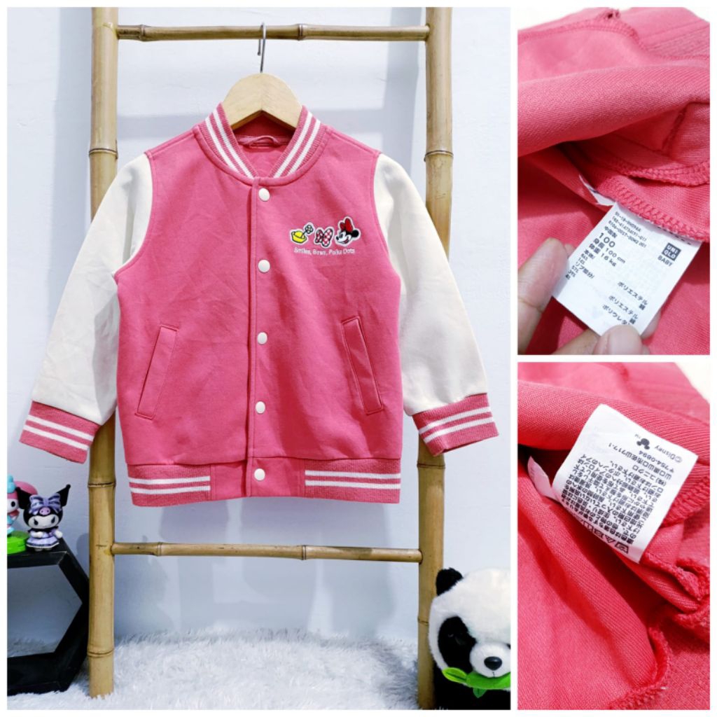 Jaket Varsity UNIQLO 2-3 Tahunan Jaket Varsity MINNIE MOUSE Jaket Varsity Mickey Mouse Jaket UNIQLO 