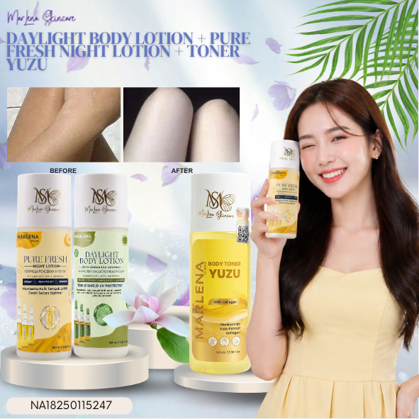 Lotion Booster Marlena day SPF 70 dan Lotion Day & Night I Body Toner Yuzu Lime