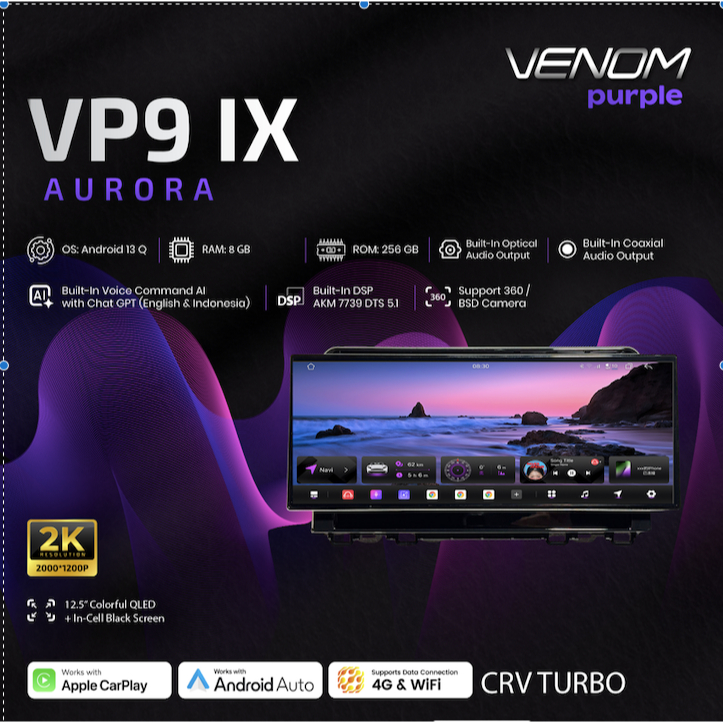 VENOM VP5 IX STORM | Head Unit Android Premium untuk Honda CRV Turbo 12,5" 2017-2022