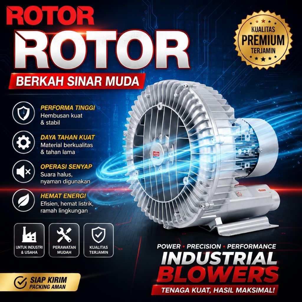 Ring Blower Tambak Udang Kolam Ikan 1HP 220V Blower Kolam 750Watt