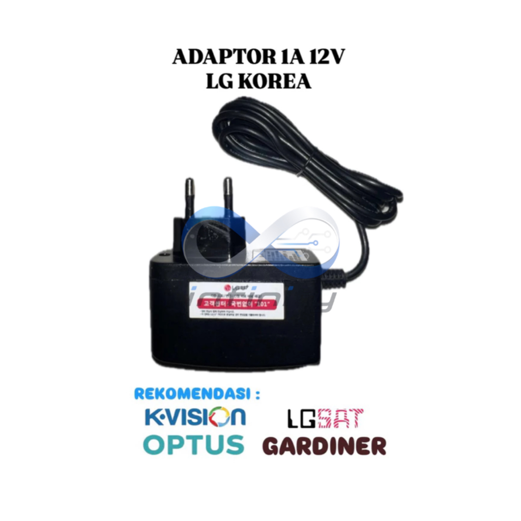 Adaptor 12V 1A LG Korea, Cocok Untuk Digital / Receiver Optus HD-66, Digital / Receiver K-Vision dan