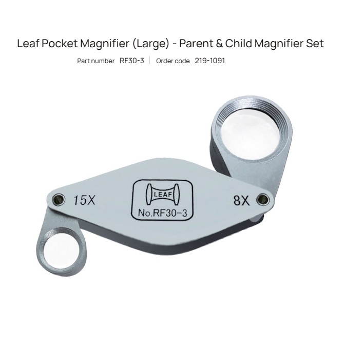Leaf Pocket Magnifier (Large) - Parent & Child Magnifier Set 15X 8X No. RF30-3