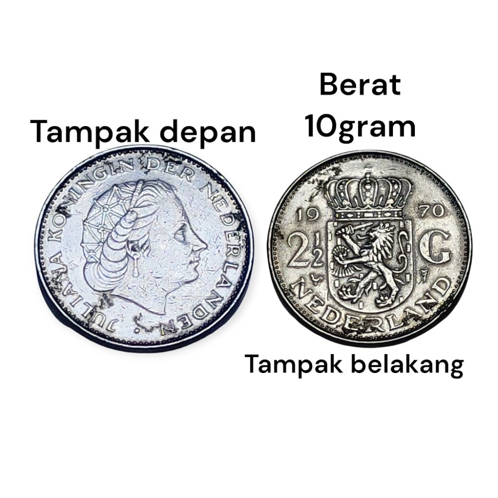 Koin 2½ Gulden Kerajaan Belanda 1970 – Ratu Juliana