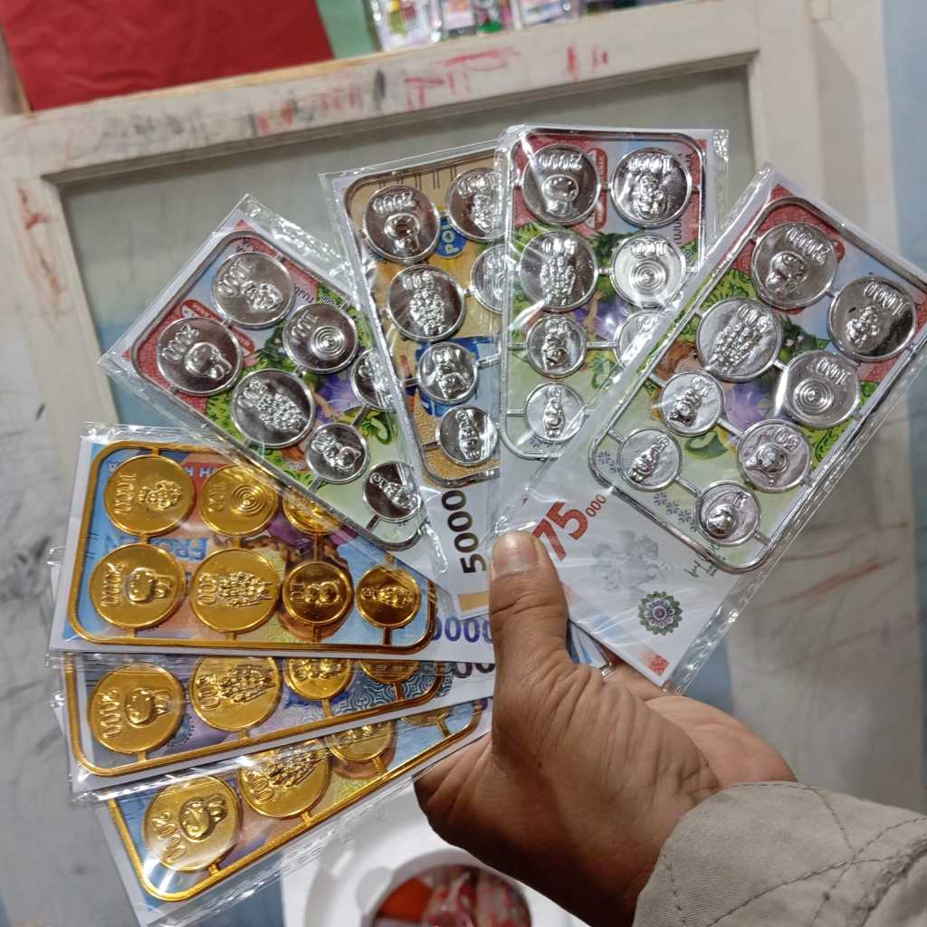 Mainan Koin Dolar Emas Perak Set Uang Kertas / Koin Koinan Plastik Bank Anak Anak / Mainan Edukasi B