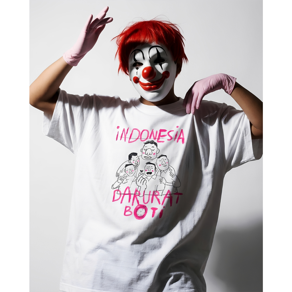 INDONESIA DARURAT BOTI Kaos Pria Wanita Katun Print Unisex Athletik Street Style Putih Kaos Premium 