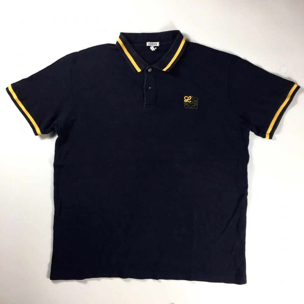 Kaos kerah lengan pendek loewe hitam