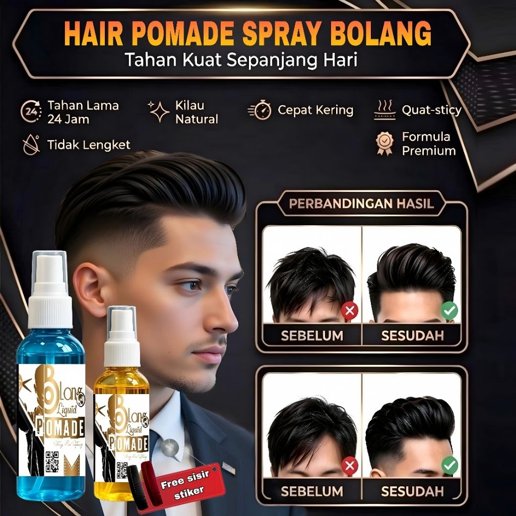 BOLANG POMADE SPRAY 60mL | Original Bolang 100% | Pomade Spray Semprot Grosir | Bukan waterbased tap