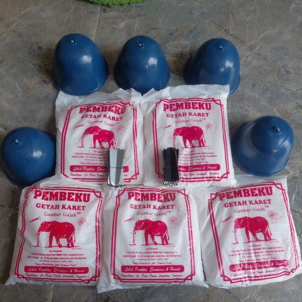 pembeku getah karet bubuk cap gajah 5 bungkus fre mangkok polos 5pcs,fre 2 iket talang gigi,per iket