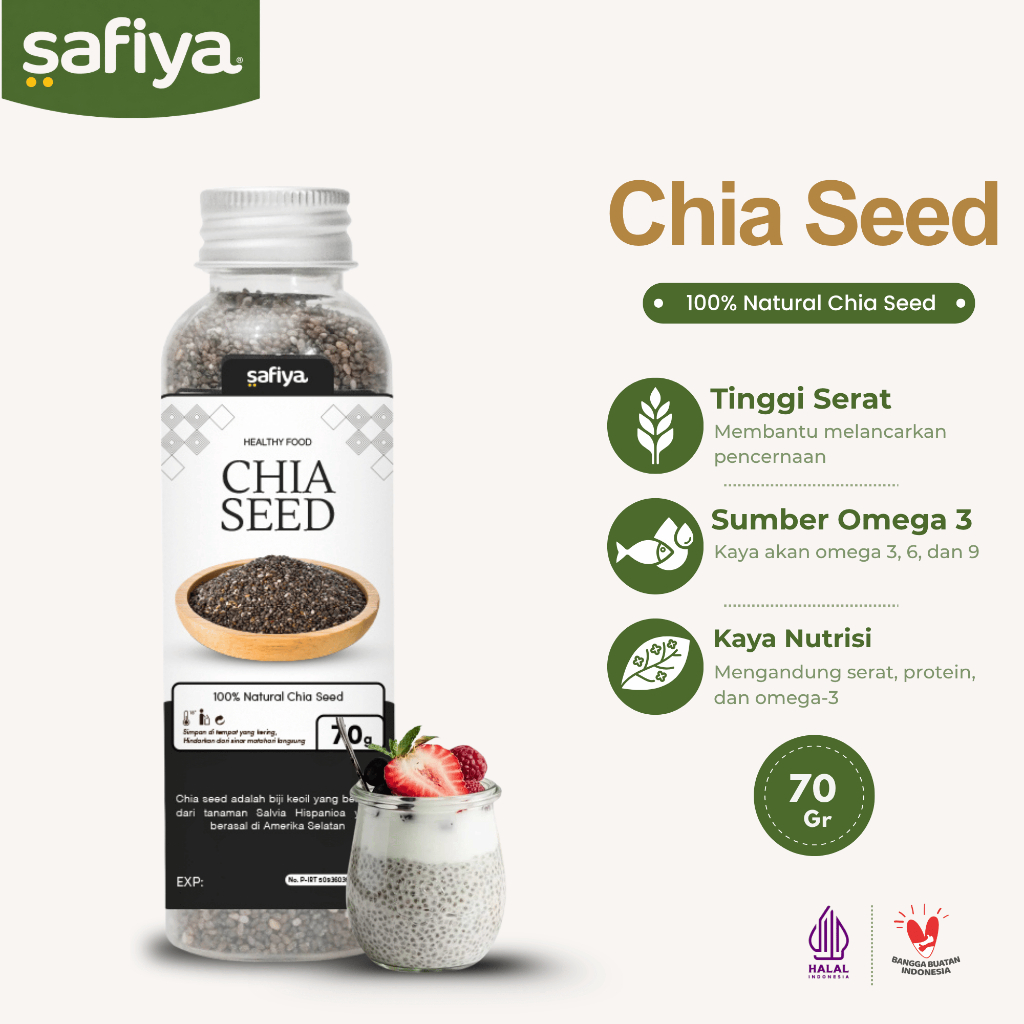 Safiya Chiaseed Organik 70 Gram Botol Chia Seed Premium