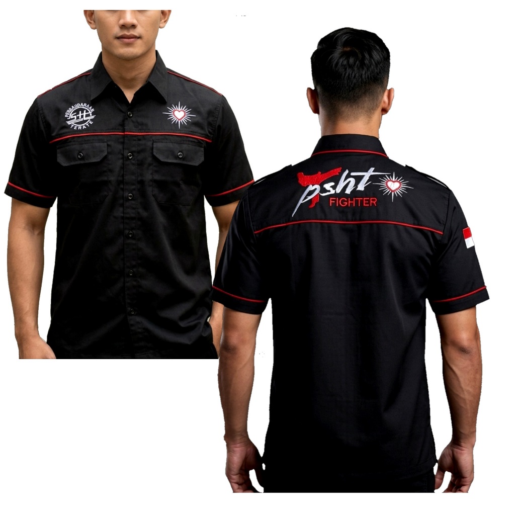 Kemeja PSHT Bordir Terbaru Distro Keren - Hem PSHT Simpel Pria - Hem Pencak Silat SH Terate
