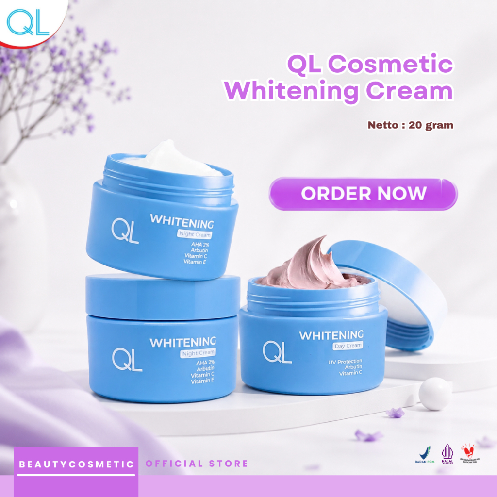 cream memutihkan wajah pagi dan malam QL Cosmetic 20gr