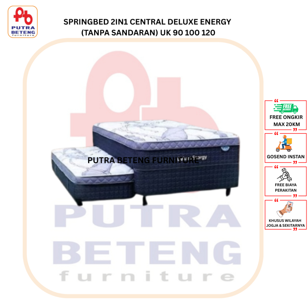 SPRINGBED CENTRAL 2IN1 DELUXE ENERGY (TANPA SANDARAN) UK 90 100 120