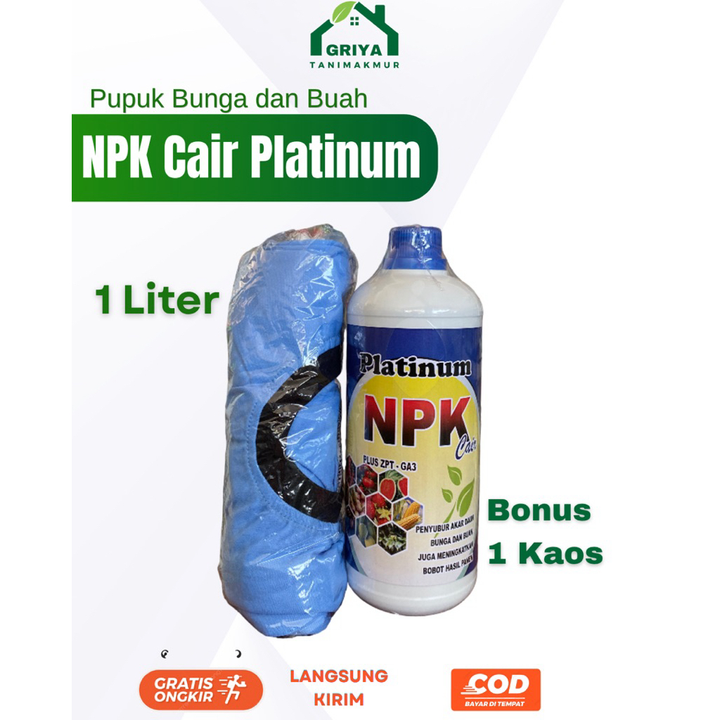 pupuk NPK cair platinum+ZPT 1L - Bonus kaos