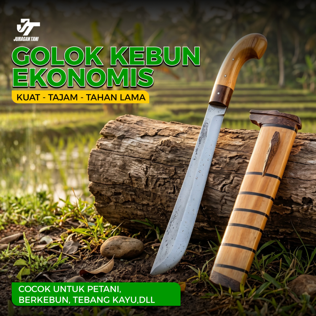 Juragan Tani | Golok Kebun Multifungsi Sarung Kayu Jati | Golok Tebas Baja Sup9