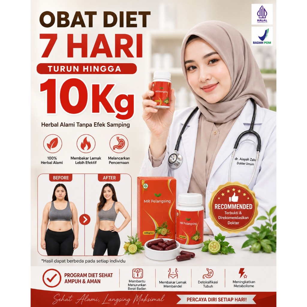 Mr Pelangsing Kemasan Baru 30 Kapsul Merah/Maroon