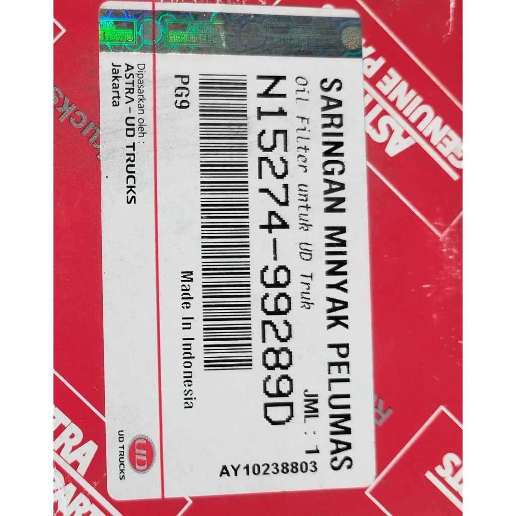 FILTER OLI ATAS NISSAN CWB-45 MERK GENUINE 15274-99289D