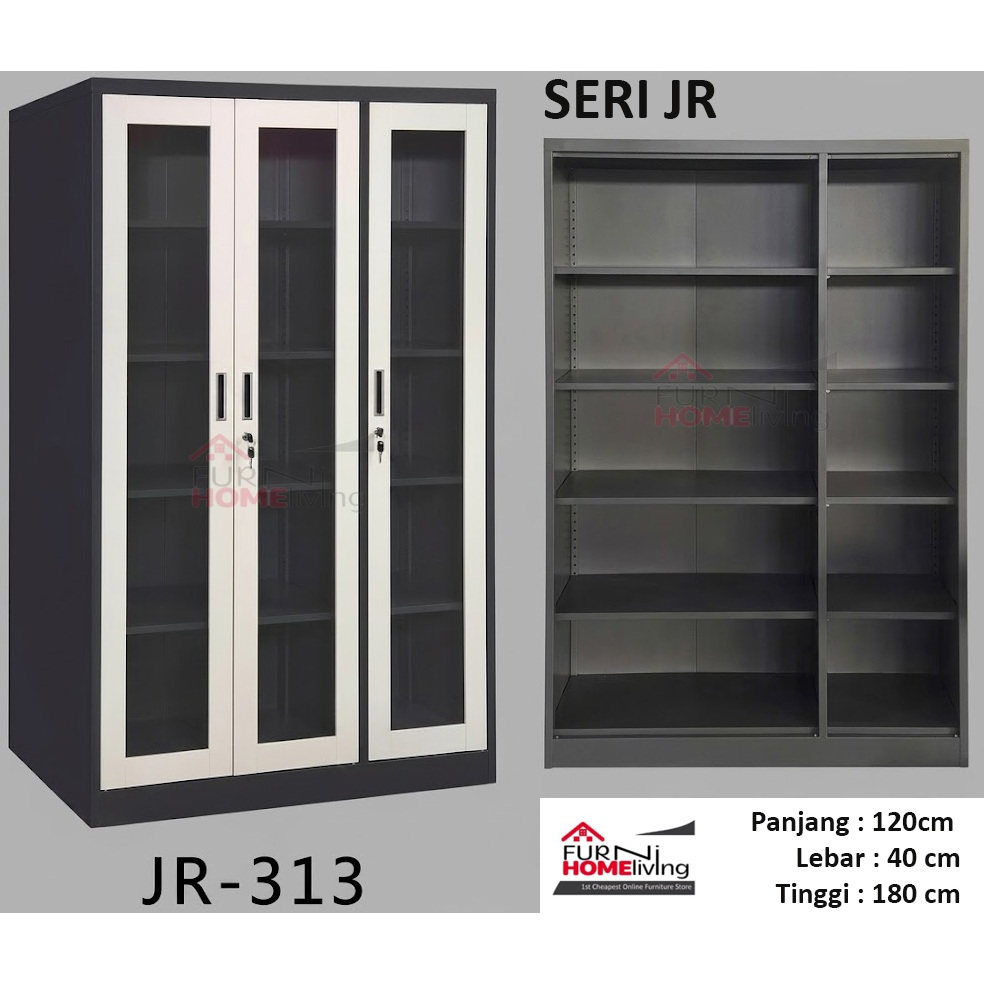(kurir toko) Lemari Arsip Besi Filing Cabinet Besi 3 Pintu BASEL 313 Pintu 3 Kaca