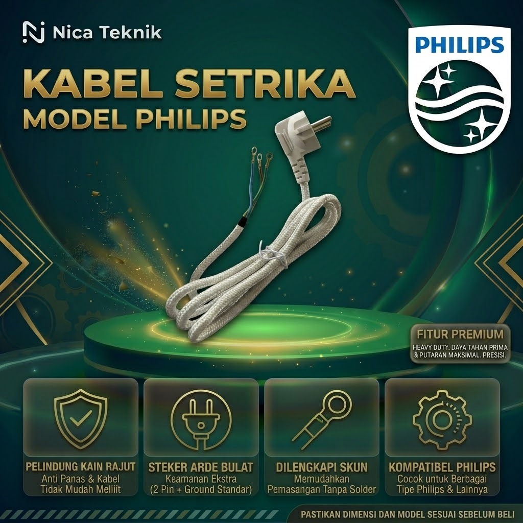 Kabel Setrika Philips  Strip Putih Steker Arde Sparepart Setrika