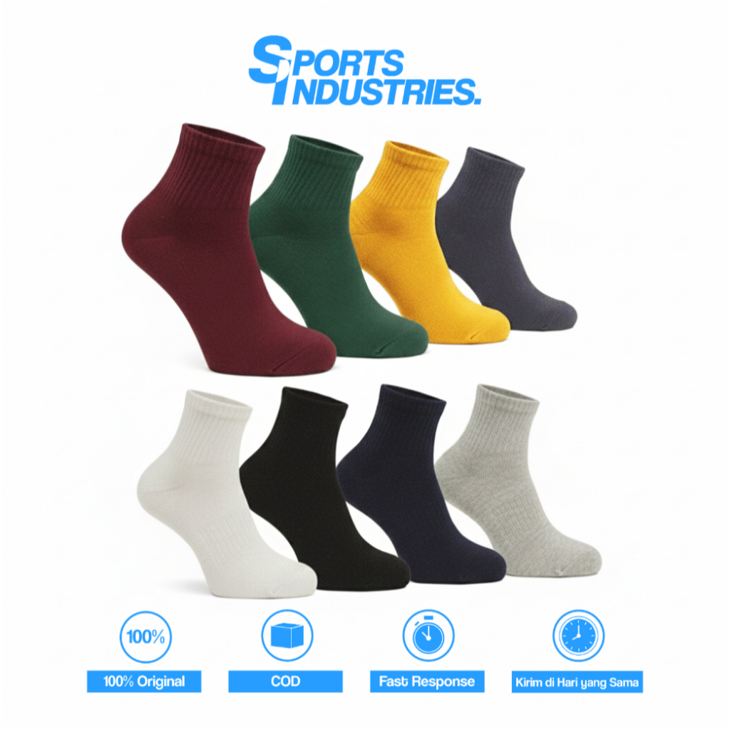 KOS KQ - KAOS KAKI PENDEK ANKLE POLOS BASIC UNISEX PREMIUM 100% ORIGINAL