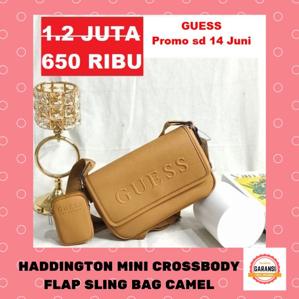 Tas selempang bahu Guess wanita sale sling bag seri HADDINGTON MINI 100% ORI