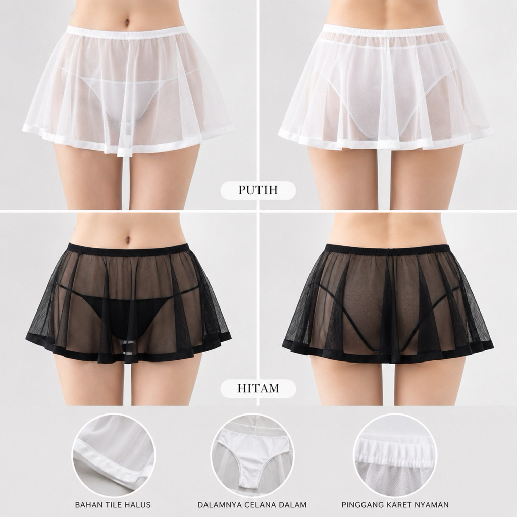 Scotteshop - Hyejin Rok A-Line Mini Prplum Transparan Sexy Rok Dinas Malam Rok Ciby Sexy 102