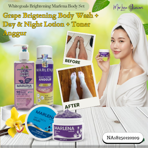 [ Whitegoals Brightening Marlena Body Set ] | Grape Soap Liquid + Body Toner Anggur + Body Lotion Pe