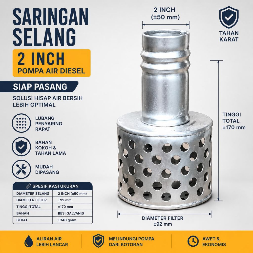 Saringan mesin pompa Air 2 inchi.Sarang pompa air diesel