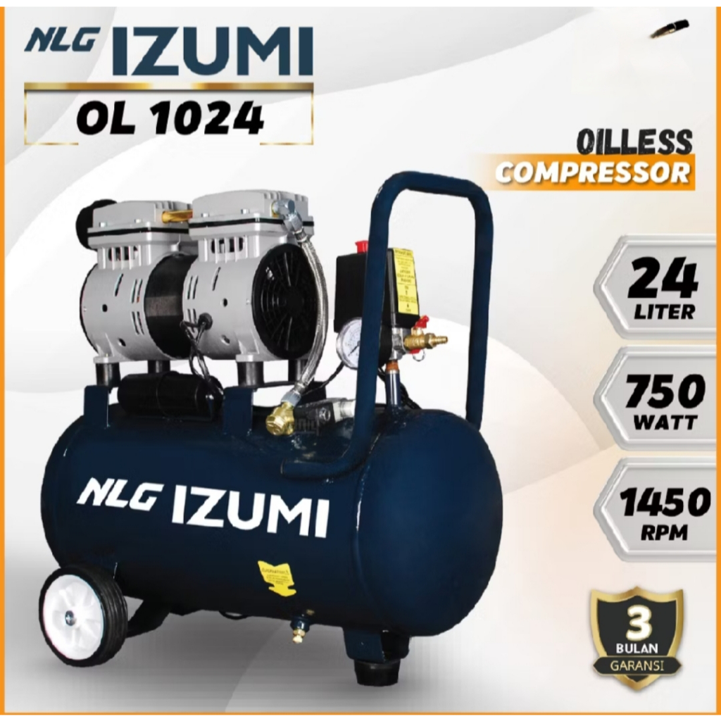 Kompresor Oiles 1Hp 24L NLG Izumi OL 10 - 24 / mesin kompresor tanpa oli Izumi NLG