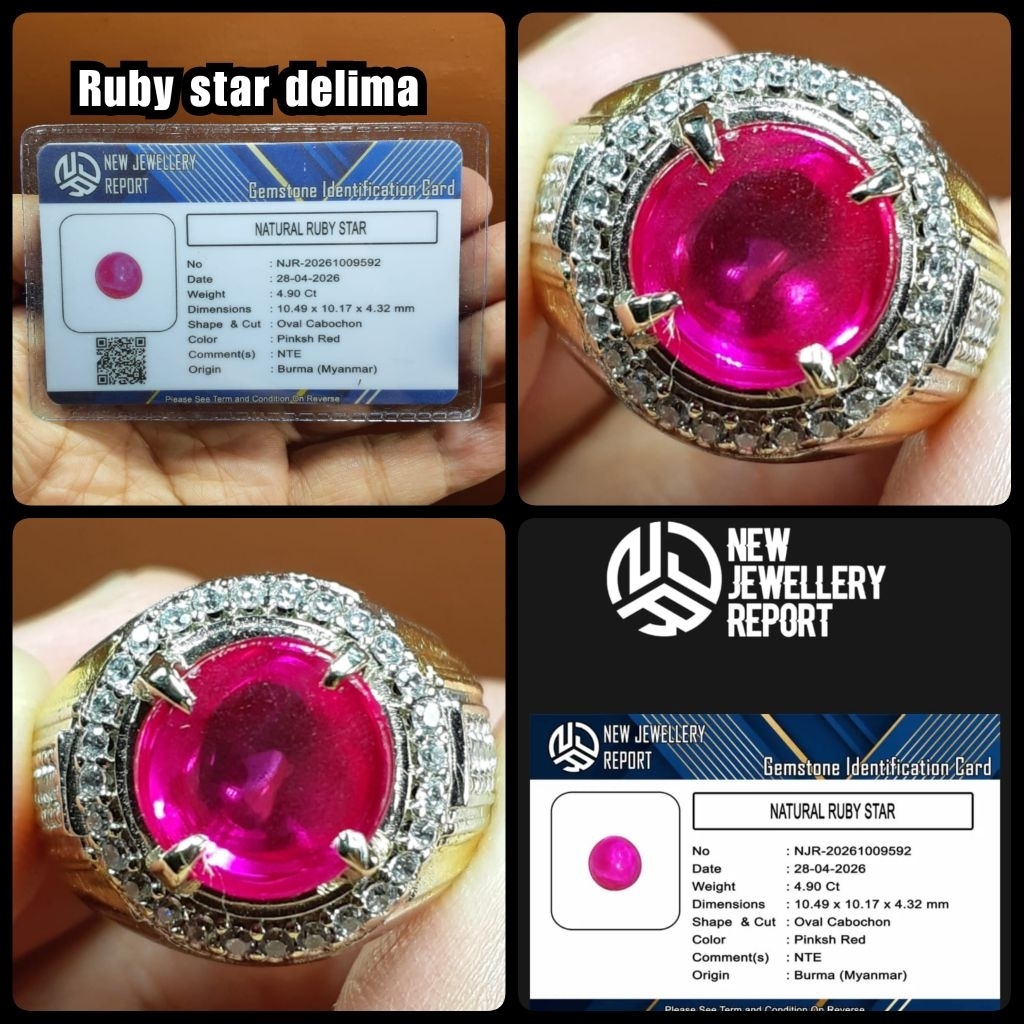 original cincin permata ruby star delima burma boll