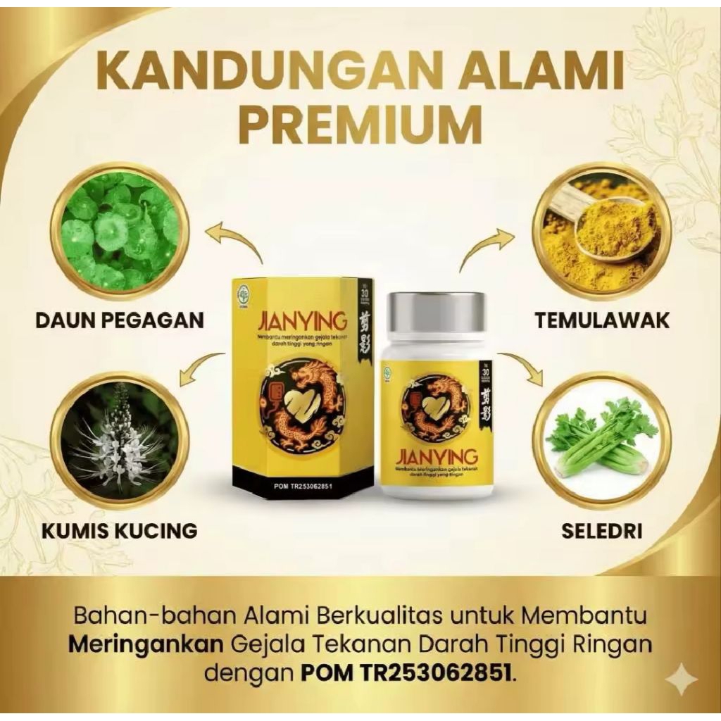 JIANYING Kapsul Herbal BPOM Hipertensi Kolesterol Pusing Kesemutan Kebas Jianying Original