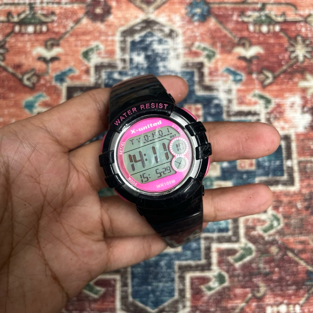 Jam tangan Digital X-United Black Pink JDM watch vintage jadul retro casio gshock baby h