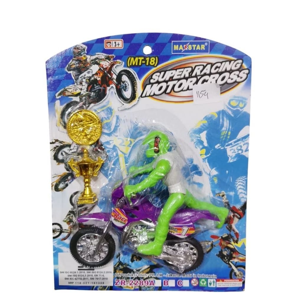 1154 Mainan Motor Cross Super Racing dengan Piala – Motor Trail Anak Laki-Laki