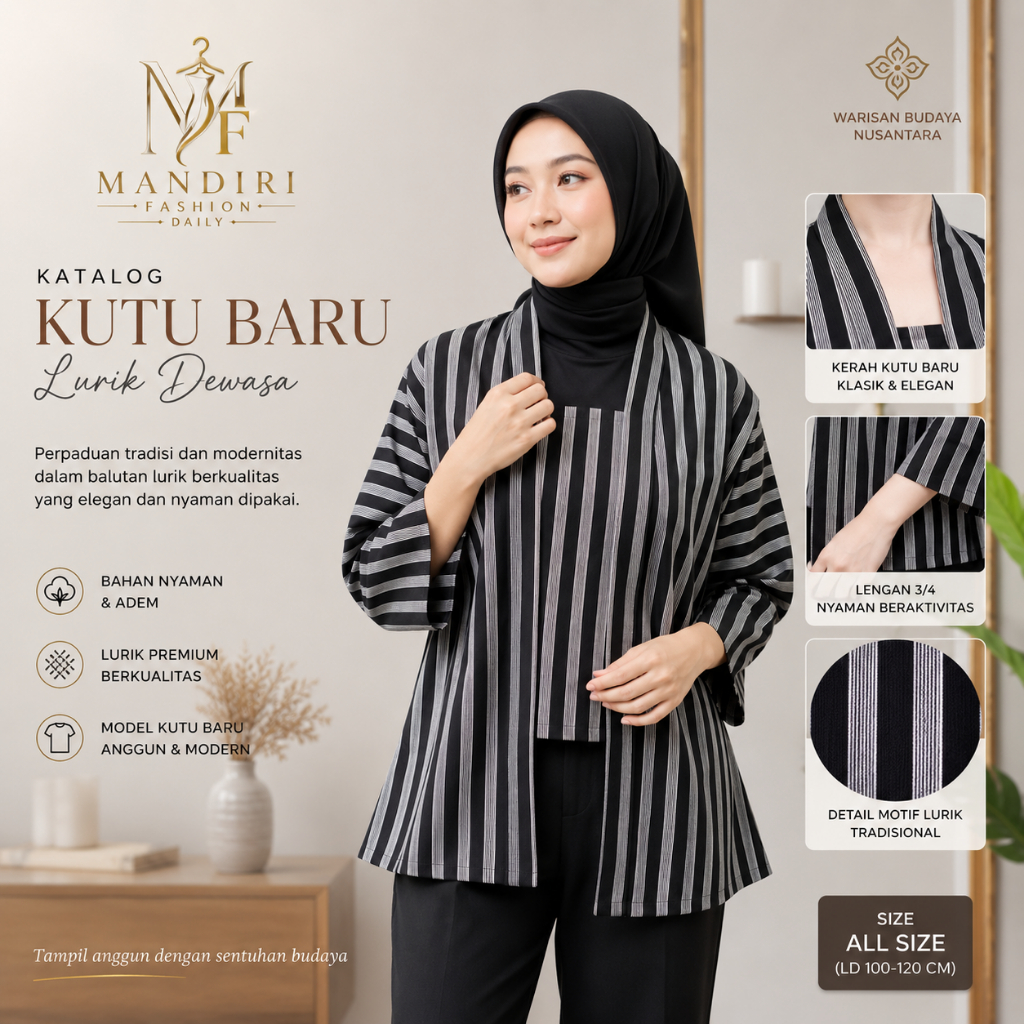 Kebaya Lurik Premium Wanita Dewasa | Atasan Baju Adat Jawa Modern | Bahan Lurik Premium
