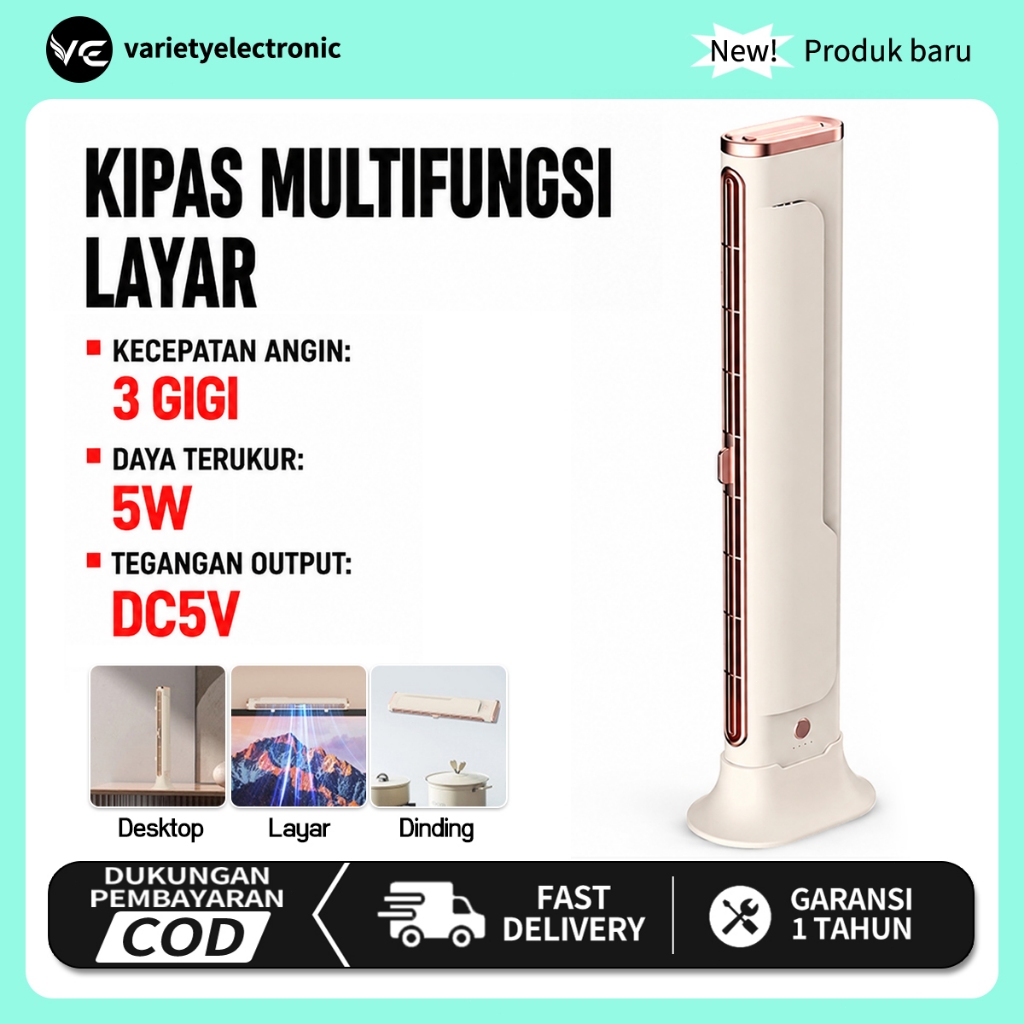 Kipas Angin Berdiri - Hitam Standing Fan Penyejuk Ruangan Kipas / Tanpa Bilah Modern Air Cooler Fan 