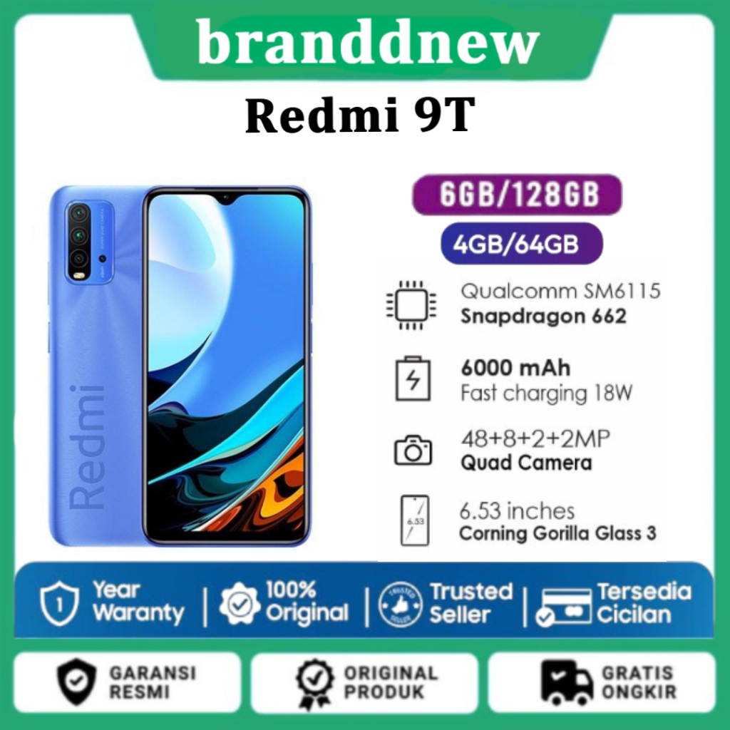 HP REDMI 9T 6GB/128GB GARANSI RESMI