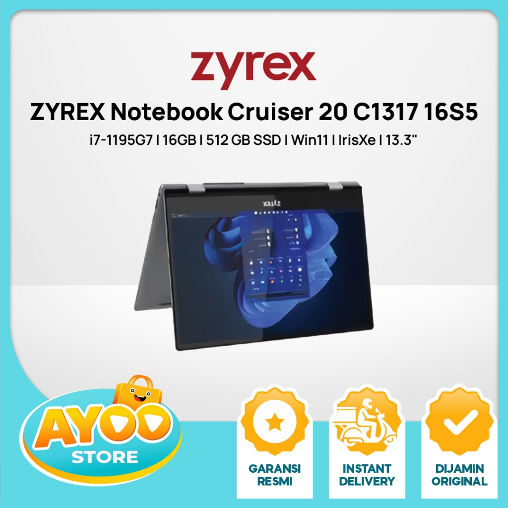 ZYREX Notebook Cruiser 20 C1317 16S5 (i7-1195G7/16GB/512 GB SSD/Win11/IrisXe/1Y/13.3"/FP/TS/NoBag) [