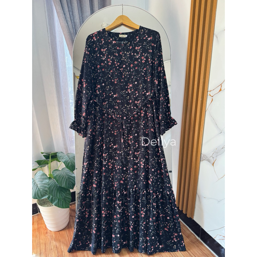 Nadira Gamis Homey Dress Bahan Rayon Viscose Motif Bunga Bumil dan Busui Adem Nyaman