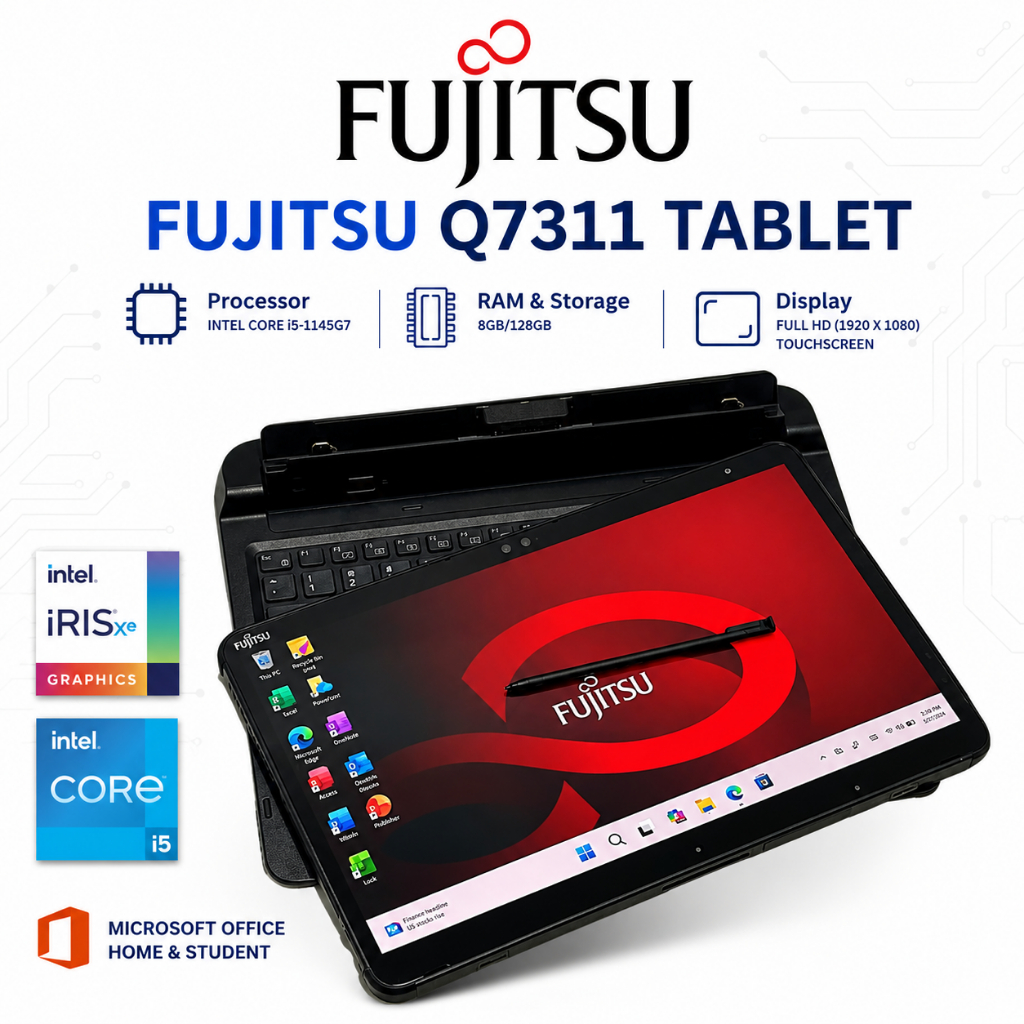 Fujitsu Q7311 Tablet Laptop 2-in-1 | Core i5-1145G7 | RAM 8GB | SSD 128GB | Touchscreen | Include St
