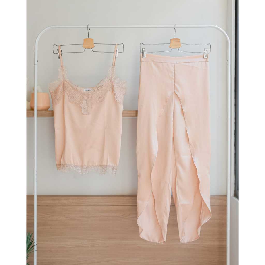 SET KULOT SKINNY SATIN BATIK CEWE MODERN KULOT SKINNY SATIN CELANA PANJANG BATIK WANITA LONG PANTS A