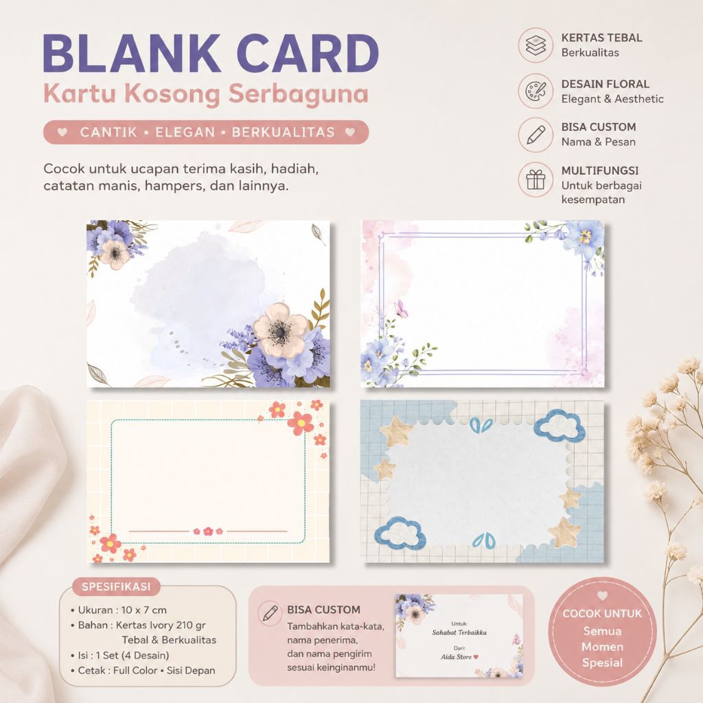 Kartu Ucapan Kosong | Blank Card Custom