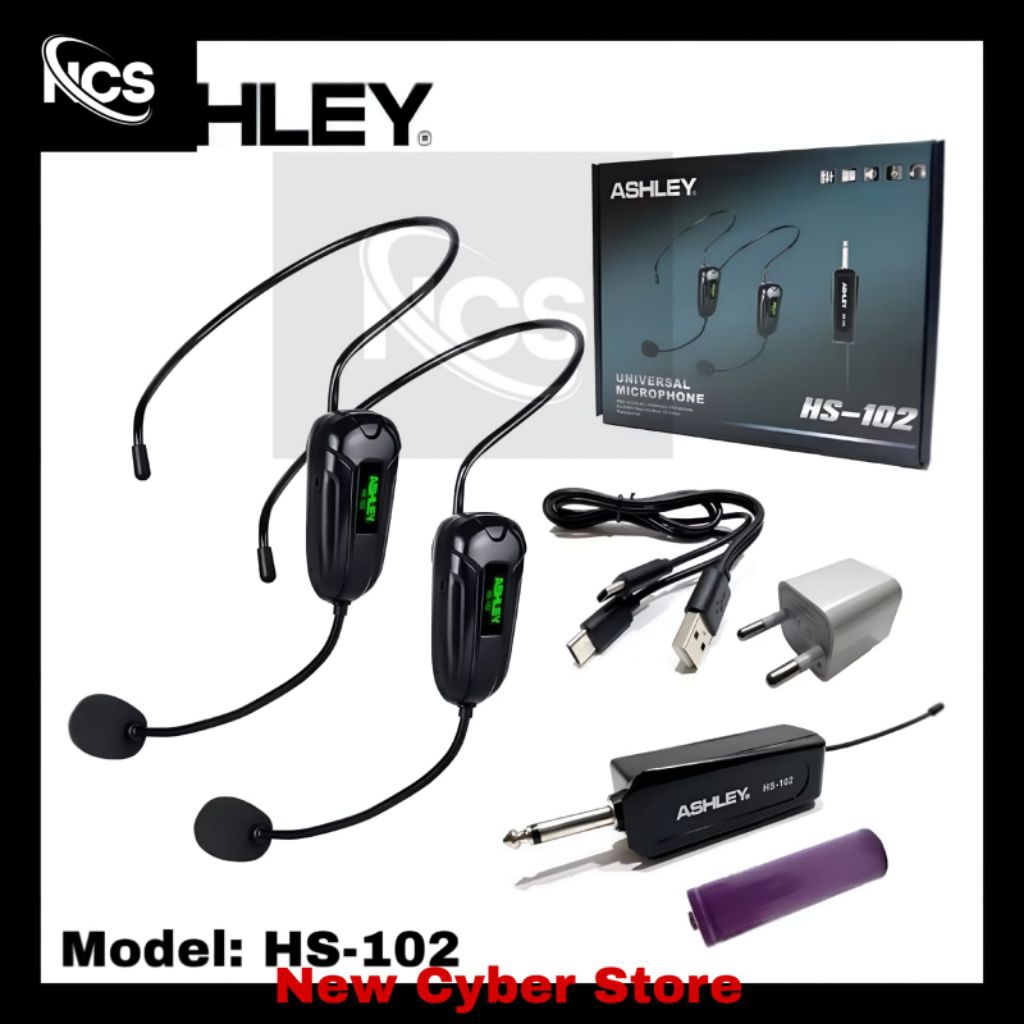 Mic Wireless Ashley HS-102 Original Mic Bando Ashley HS102 Microphone Headset