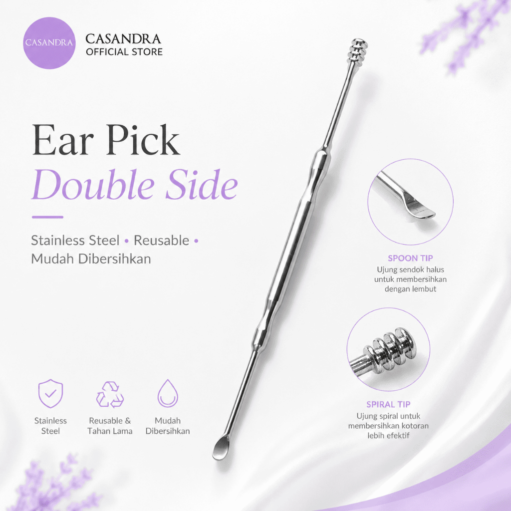 CASANDRA COSMETIC - Ear Pick Double Side Korek Kuping Besi Alat Pembersih Telinga Kualitas Premium