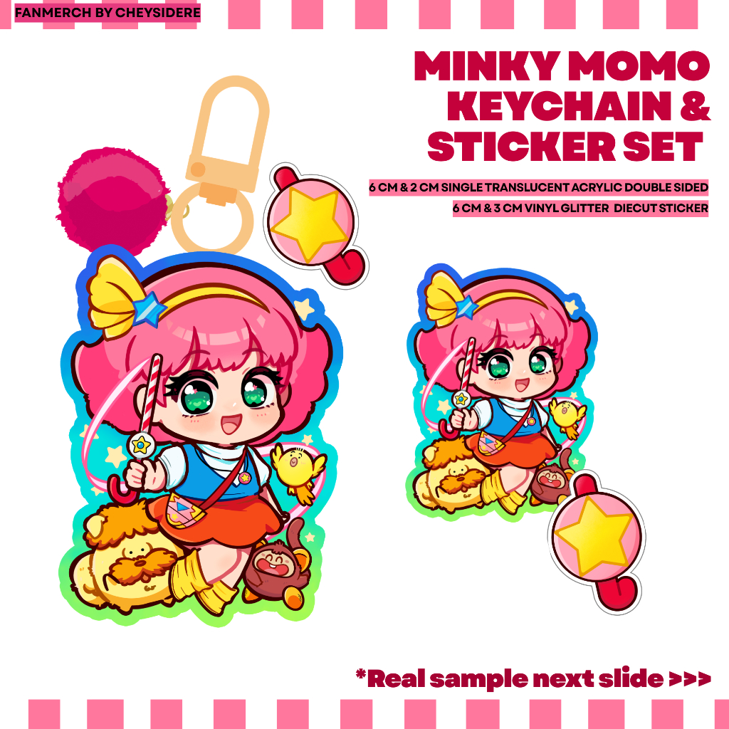 MINKY MOMO fanmerch Keychain atausticker set  Vinyl Diecut Glitter by cheysidere