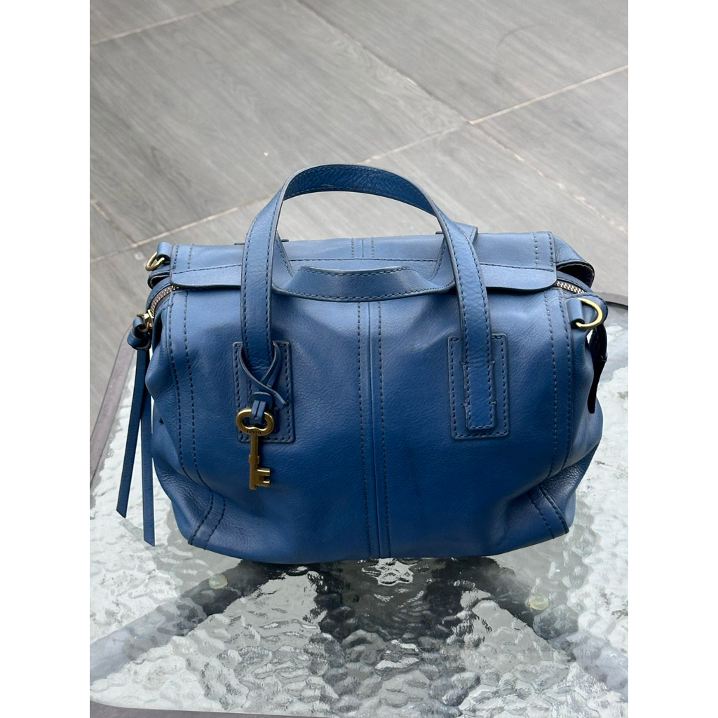 tas fossil emma satchel blue preloved
