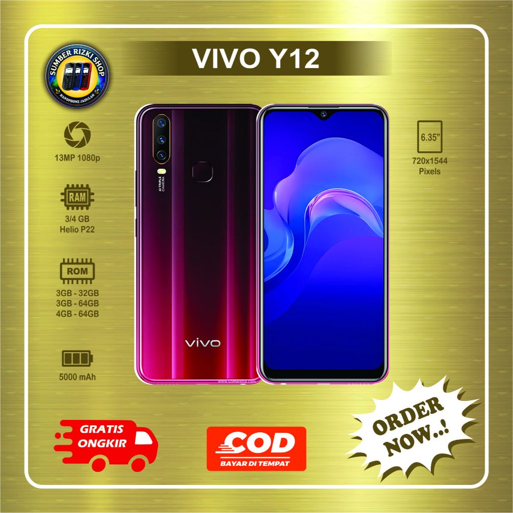 HP VIVO Y12 Normal second batangan siap pakai