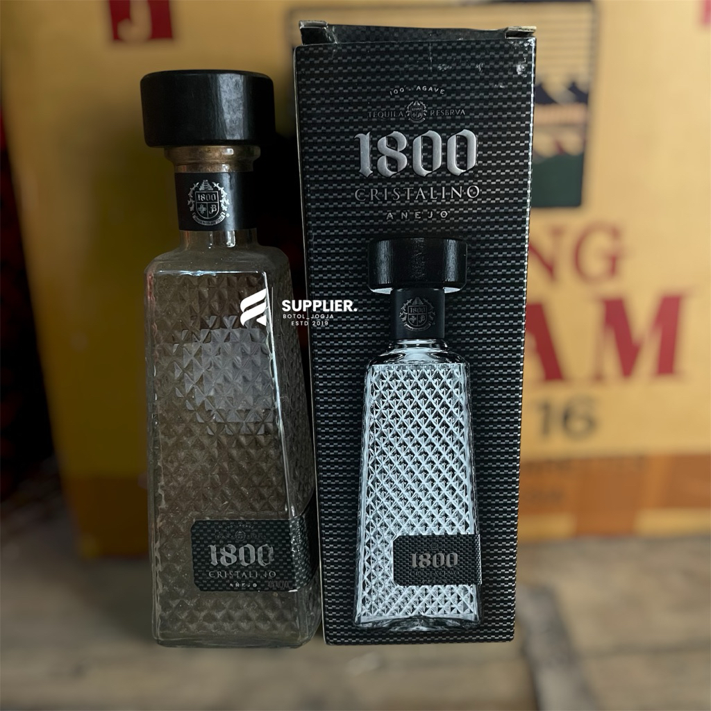 Botol kosong botol bekas 1800 Cristalino Anejo +Dus cocok untuk pajangan kamar dan dekorasi minibar,