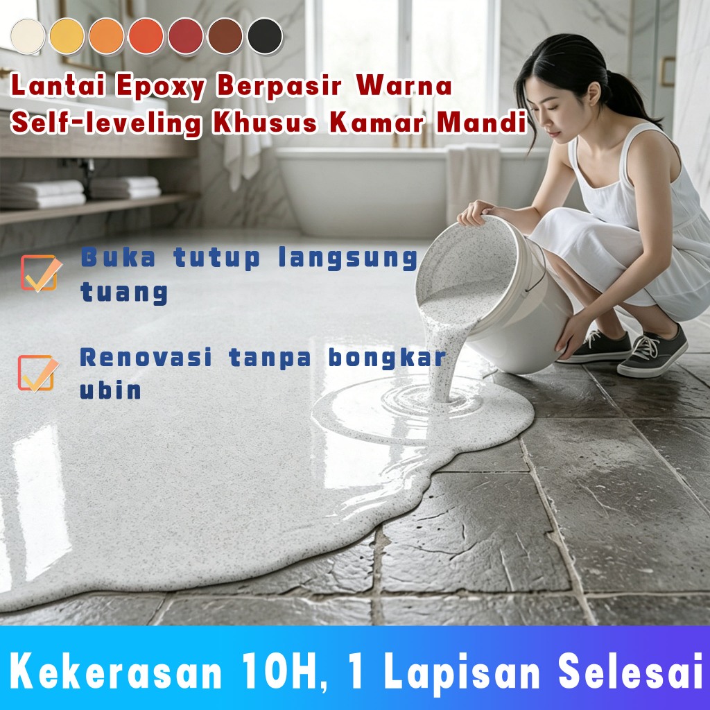Cat lantai pasir berwarna epoxy kamar mandi Cat Lantai Untuk Renovasi Ubin Keramik Permukaan Semen C